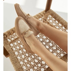 Marco Shoes Mocasini cu ornament auriu bej 2