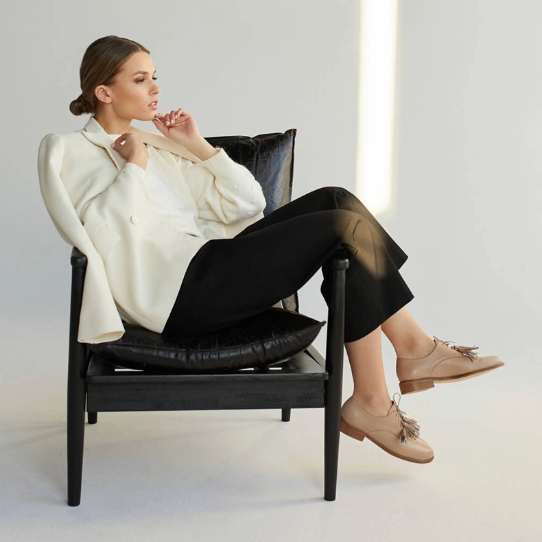 Marco Shoes Pantofi cu siret cu franjuri 2222P-1250-1 bej 1