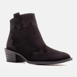 Marco Shoes Botine elegante din piele cu tocuri joase negru 1