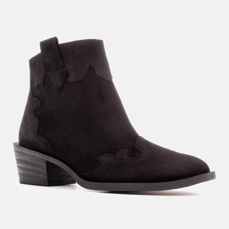 Marco Shoes Botine elegante din piele cu tocuri joase negru 1