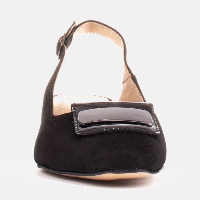 Marco Shoes Sandale cu toc jos cu decor plat negru 1