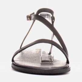 Marco Shoes Sandale din piele cu fund plat negru 2