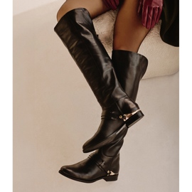 Marco Shoes Cizme din piele cu decor negru 1