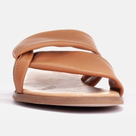 Marco Shoes Flip-flops din piele pe fund plat maro 1 Marco Shoes Flip-flops din piele pe fund plat maro 1