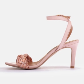 Marco Shoes Sandale cu curea împletită roz 2