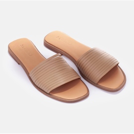 Marco Shoes Papuci de piele bej 1