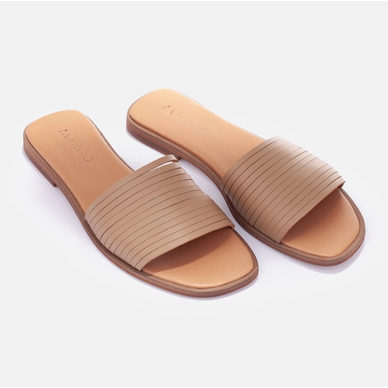 Marco Shoes Papuci de piele bej 1