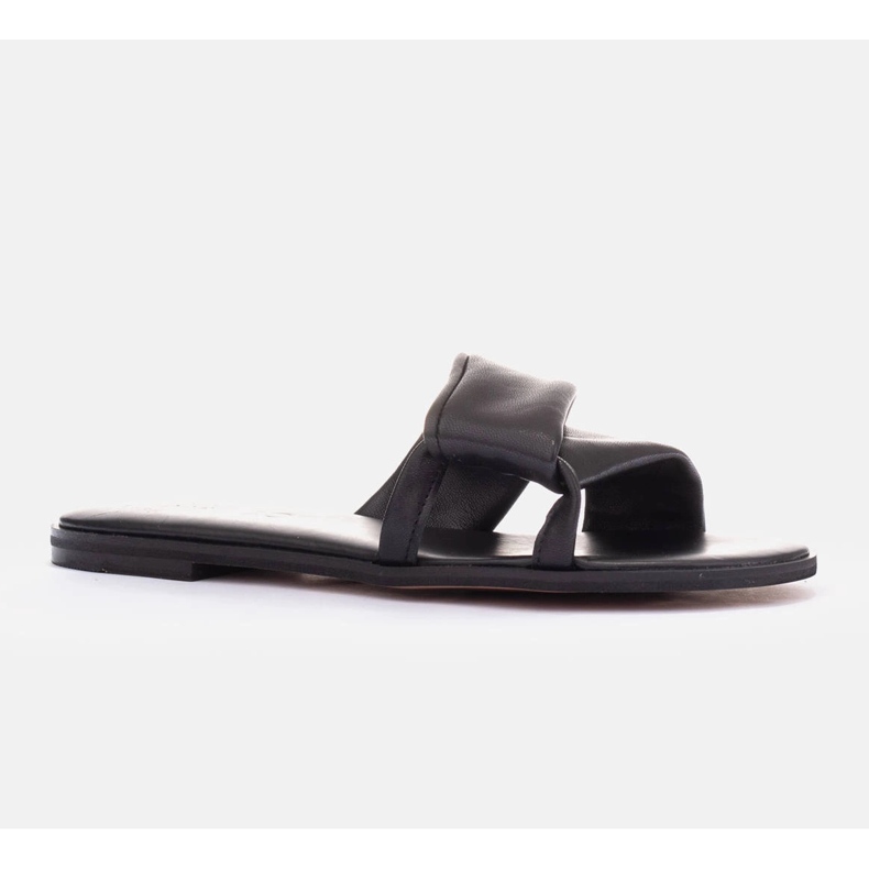 Marco Shoes Flip-flops din piele pe fund plat negru 1