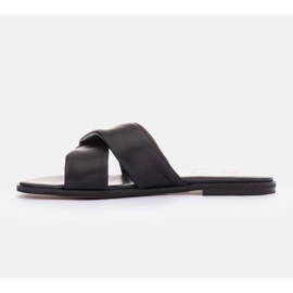 Marco Shoes Flip-flops din piele pe fund plat negru 2