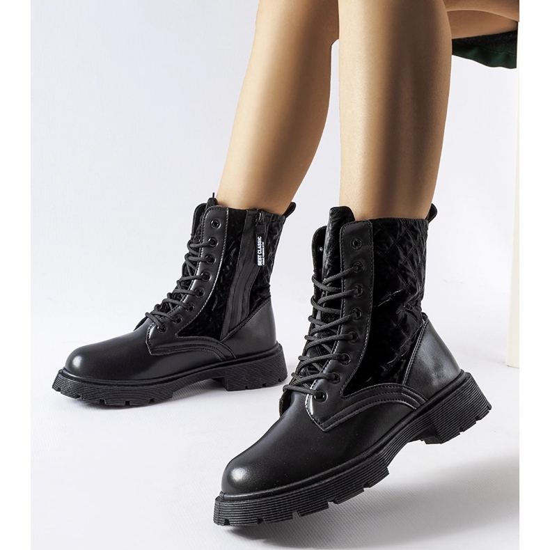 Cizme negre decorate cu matlasare Jalbert negru 1