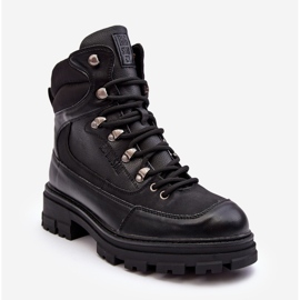 Botine izolate cu șireturi pentru damă, Black Big Star MM274663 negru 2 Botine izolate cu șireturi pentru damă, Black Big Star MM274663 negru 2