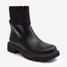 WJ2 Cizme Plate Dama Cu Decorat, Zanidite Neagra negru 1