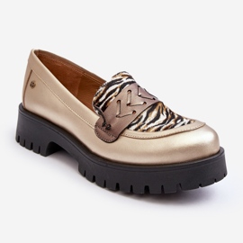 Pantofi din piele de damă Mocasini Maciejka 06195-25 Aur de aur 1