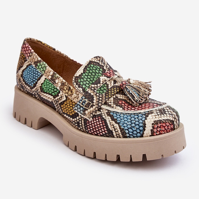 Pantofi Dama Piele Franjuri Maciejka 05497-45 Multicolor bej 1