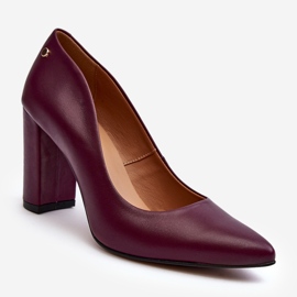 Pompi din piele pe toc inalt Laura Messi 2624/228 Burgundy roșu 1