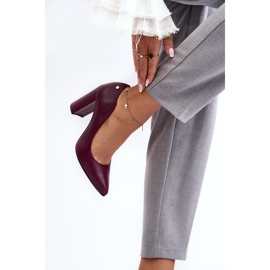 Pompi din piele pe toc inalt Laura Messi 2624/228 Burgundy roșu 2