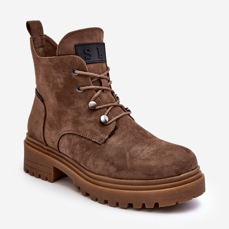 Sergio Leone Cizme De Damă Cu Fermoar, Bej Inchis Cameronia 1