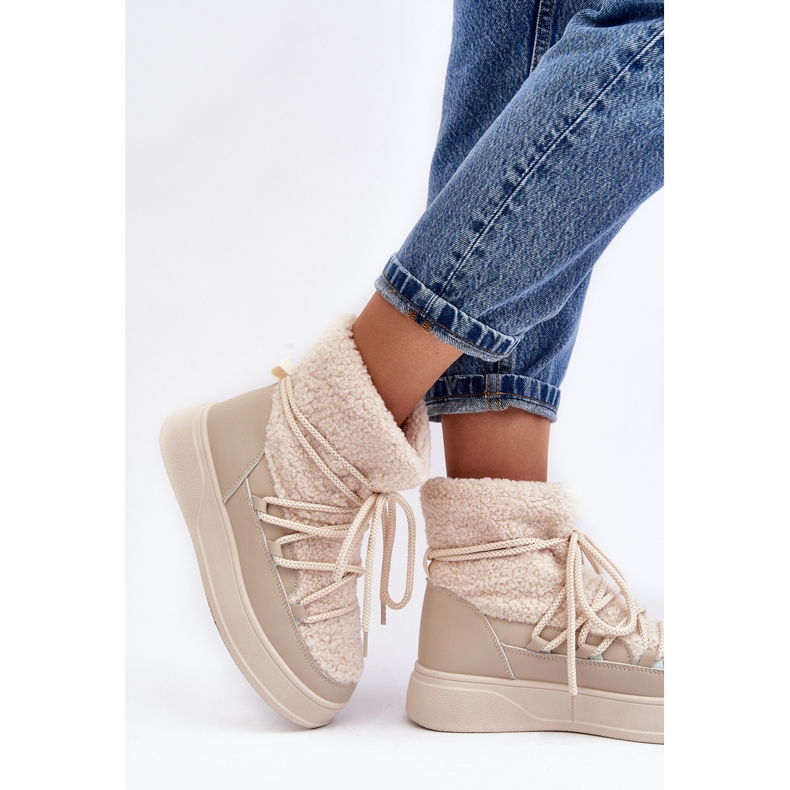 FG2 Cizme de zăpadă cu platformă de damă Bej deschis Ahatissa 2