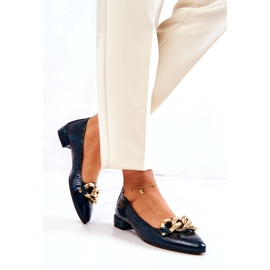 Alberto Violli Pantofi de balerina din piele lacuta cu lant, verde 3