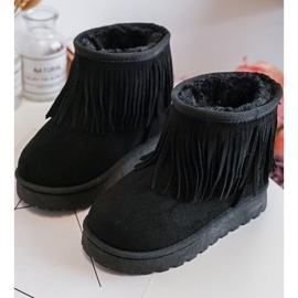 Cizme izolate pentru zapada pentru copii cu franjuri decorative, Black Nimia negru 1