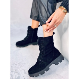 Cizme de muncitor Pansy Black de piele intoarsa negru 2