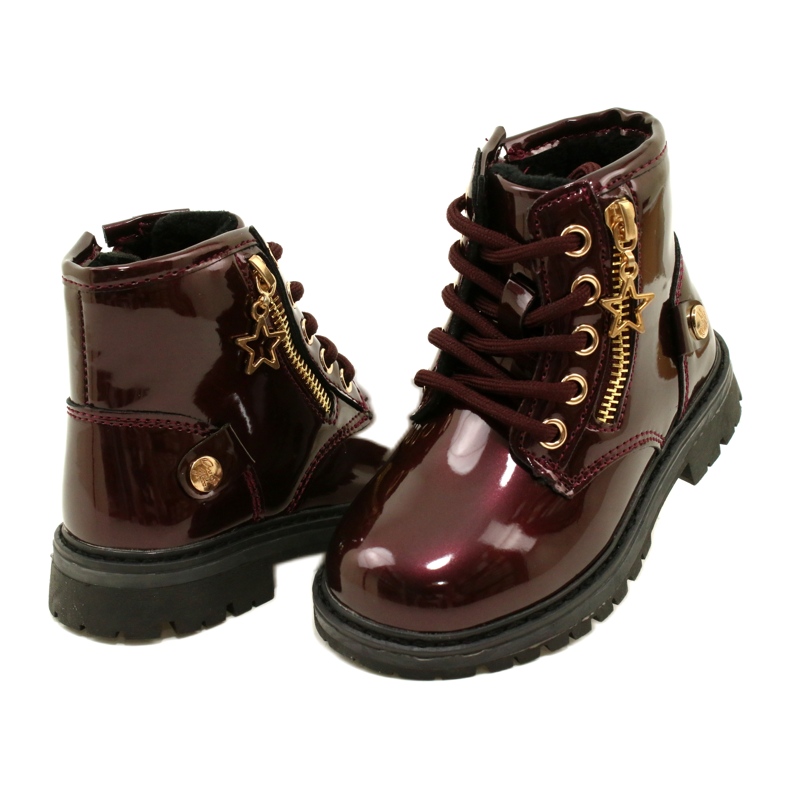 Miss Cizme fete, piele lacuita, stea 23DZ23-6593, visiniu roșu 4