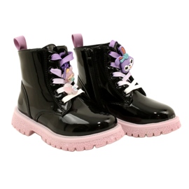 Cizme Lăcuite Cu Agrafe Decorative Miss 23DZ23-6582 negru 4