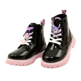 Cizme Lăcuite Cu Agrafe Decorative Miss 23DZ23-6582 negru 3