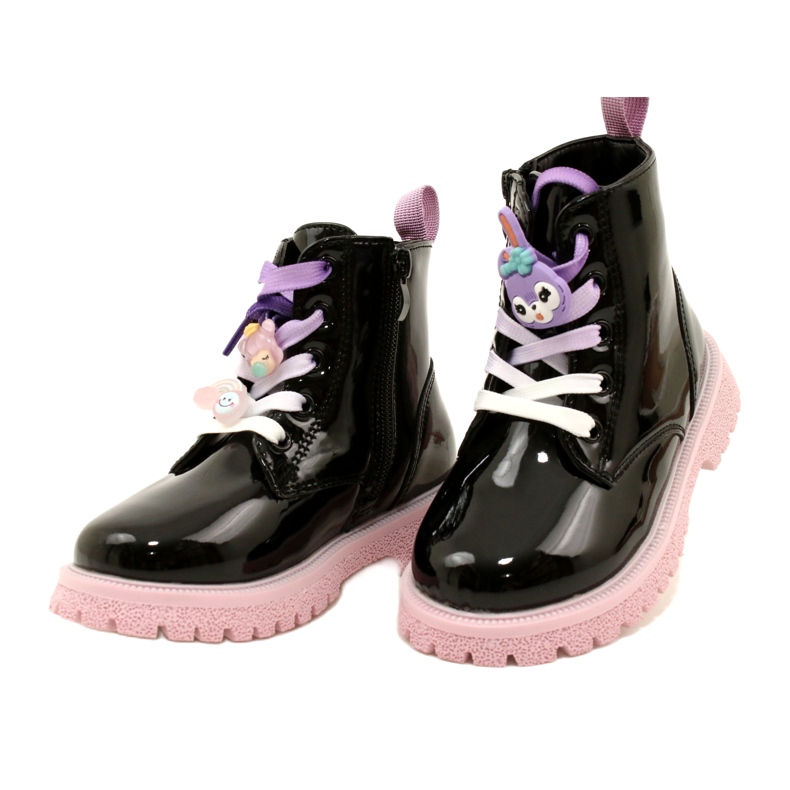 Cizme Lăcuite Cu Agrafe Decorative Miss 23DZ23-6582 negru 3