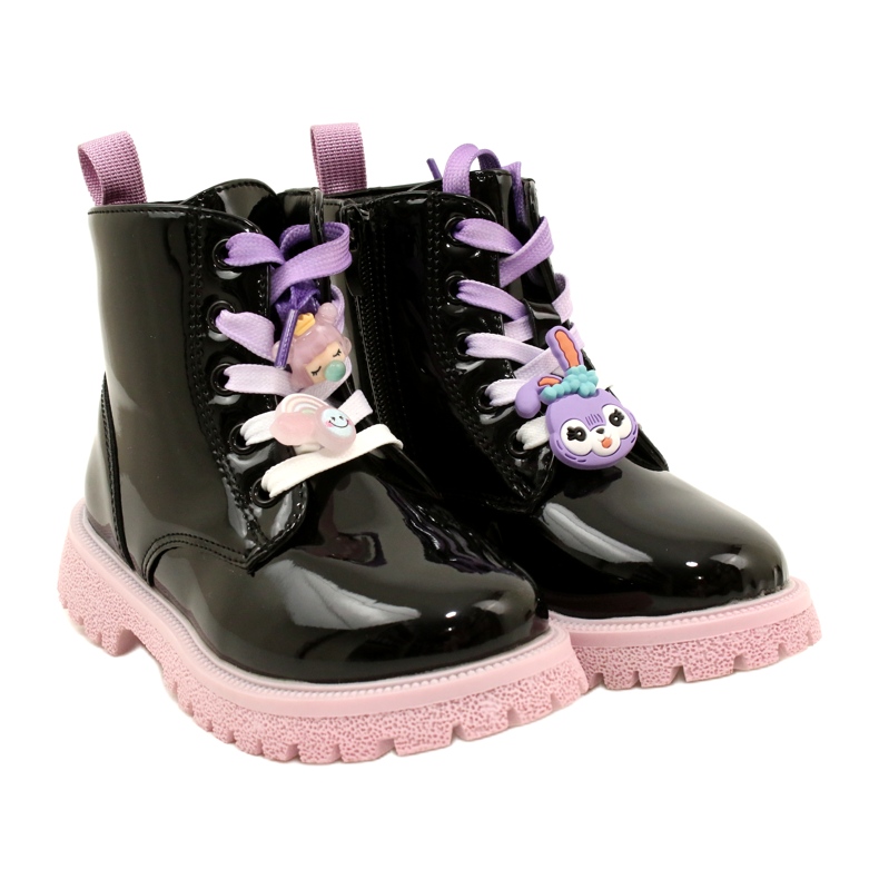 Cizme Lăcuite Cu Agrafe Decorative Miss 23DZ23-6582 negru 6