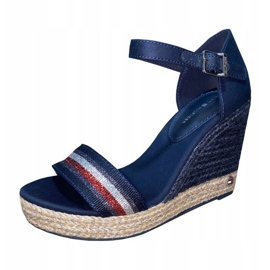 Sandale Tommy Hilfiger Grosgrain High Wedge FW0FW05254 albastru 1