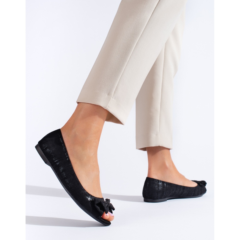 Goodin Balerini cu vârf deschis, cu fundă negru 1