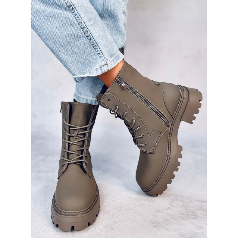 Cizme Tamar Green cu șireturi verde 2