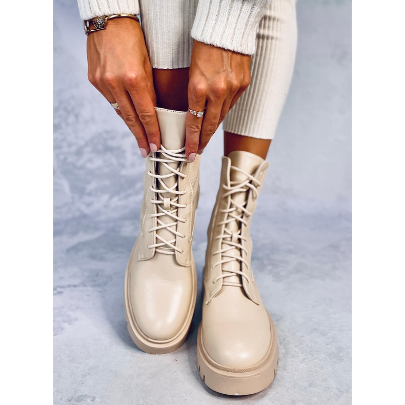 Cizme cu partea superioara elastica Cass Beige bej 1