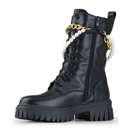 Genți de damă negre cu decor detașabil negru 1