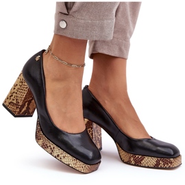 Pompe din piele pentru femei Laura Messi 2599 Negru 4