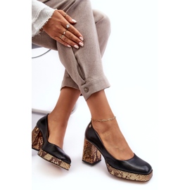 Pompe din piele pentru femei Laura Messi 2599 Negru 3