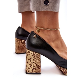 Pompe din piele pentru femei Laura Messi 2599 Negru 2