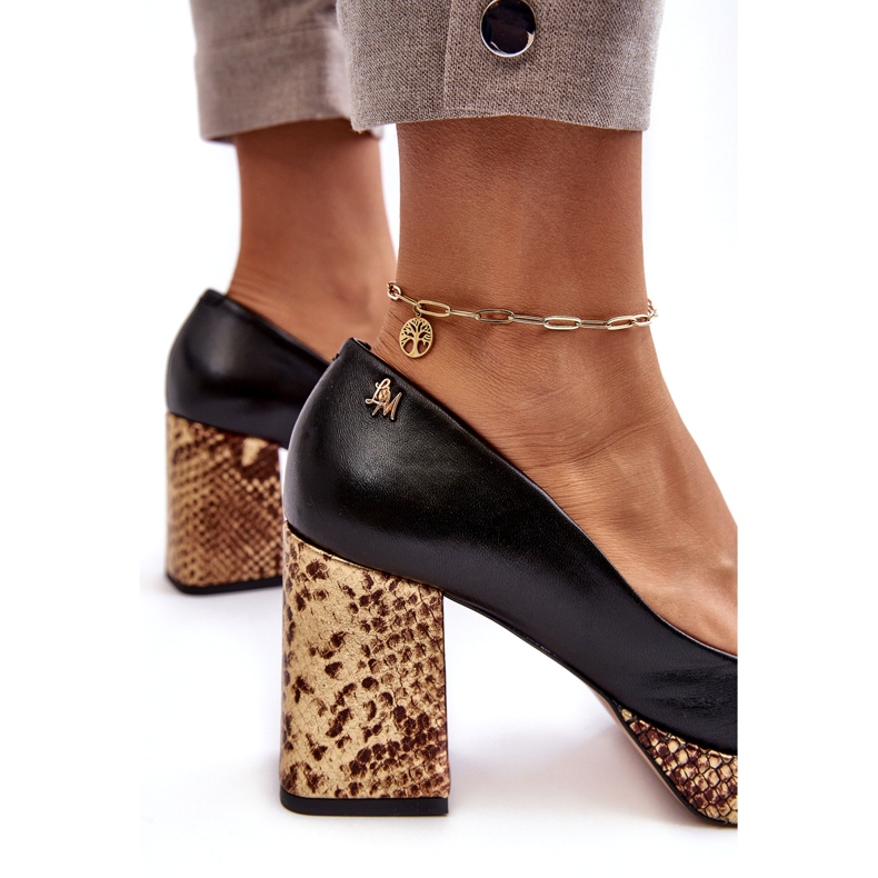 Pompe din piele pentru femei Laura Messi 2599 Negru 2