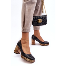 Pompe din piele pentru femei Laura Messi 2599 Negru 1