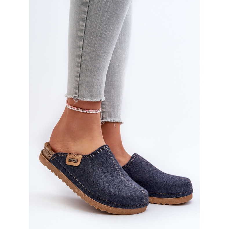 Pantofi de casa pentru dama Inblu DJ000010 Papuci Bleumarin albastru 1