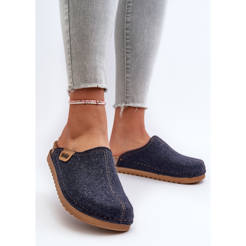 Pantofi de casa pentru dama Inblu DJ000010 Papuci Bleumarin albastru 2