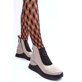 Cizme cu pană din piele S.Barski MR870-22 Gri deschis 2