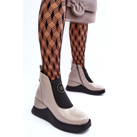 Cizme cu pană din piele S.Barski MR870-22 Gri deschis 3