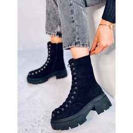 Cizme de damă Wayne Black cu șireturi negru 1