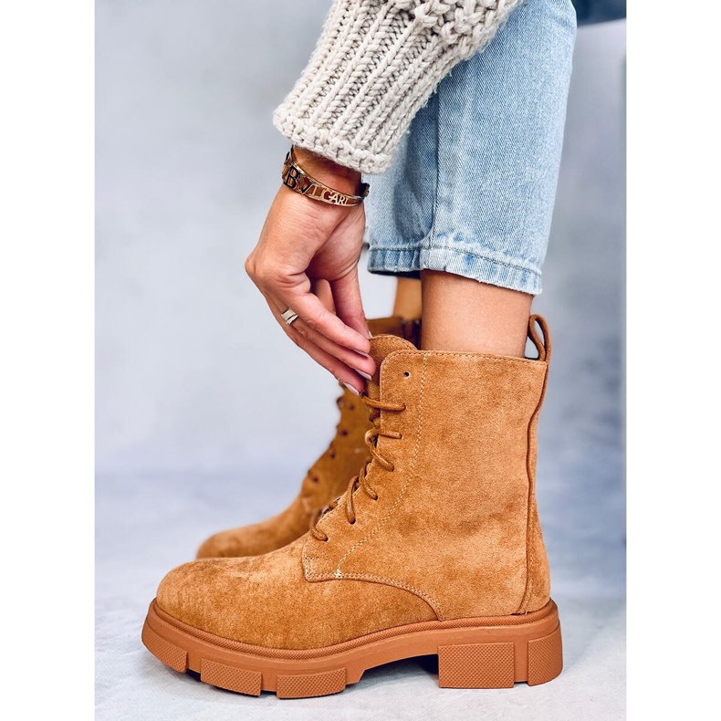 Lucrători cu șireturi Zoe Camel maro 1