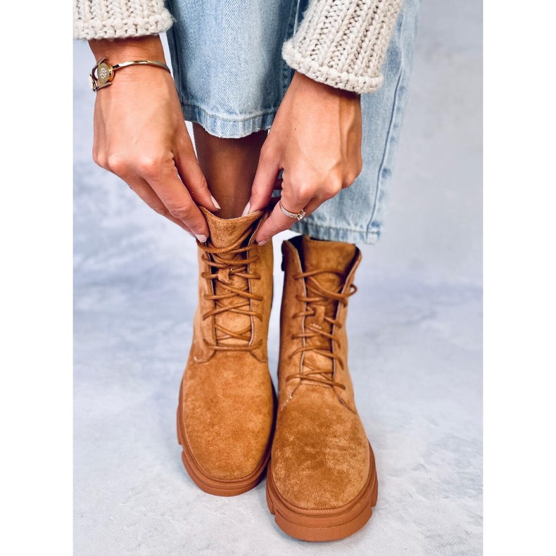 Lucrători cu șireturi Zoe Camel maro 2