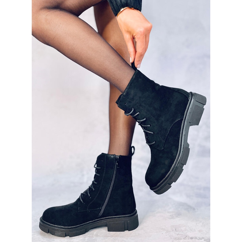 Lucrători cu șireturi Zoe Black negru 2