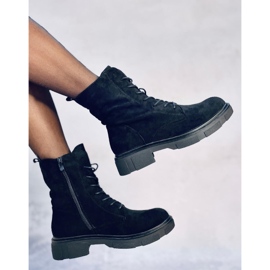 Lavey Cizme negre din piele intoarsa cu siret negru 2 Lavey Cizme negre din piele intoarsa cu siret negru 2