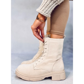 Cizme de piele intoarsa cu siret Lavey Beige bej 1